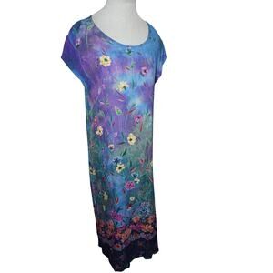 Vintage Saybury Floral Rayon Dress Short Sleeve Button Back Women’s Small